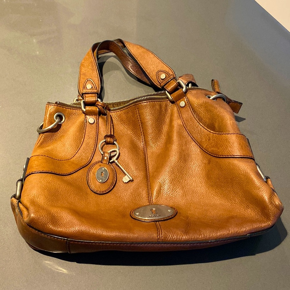 Fossil medium leather tote bag